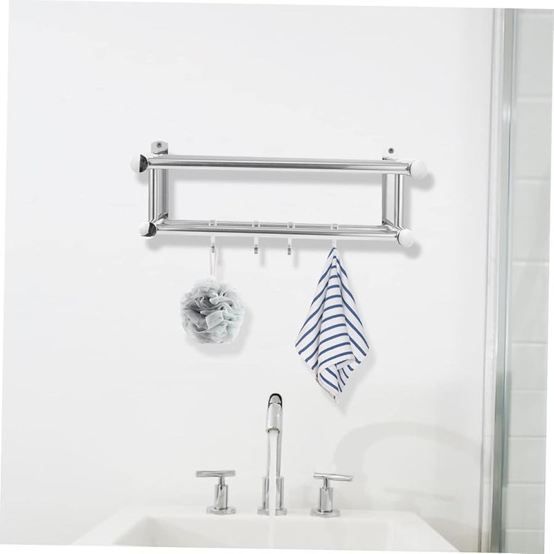 Stainless Steel Foldable Wall Mounted Towel Rack Shower Organizer Bathroom Shelf - Image 5
